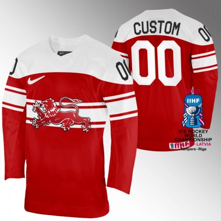 Maillot de Hockey Danemark Personnaliser IIHF World Championship 2023 Rouge - Homme